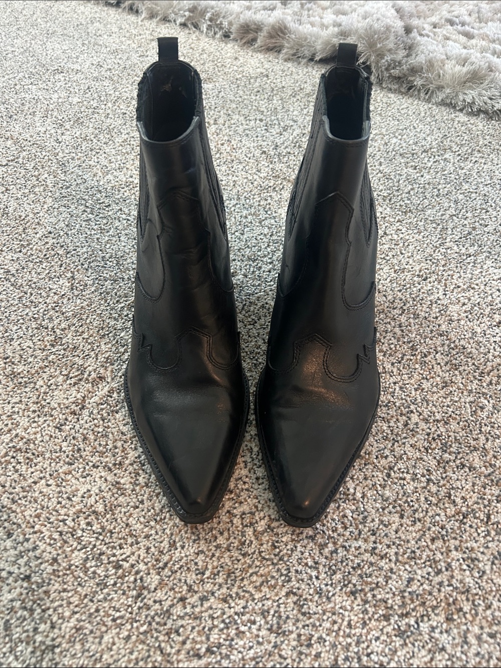 Sam Edelman Black Leather Pointed Toe Ankle Booties